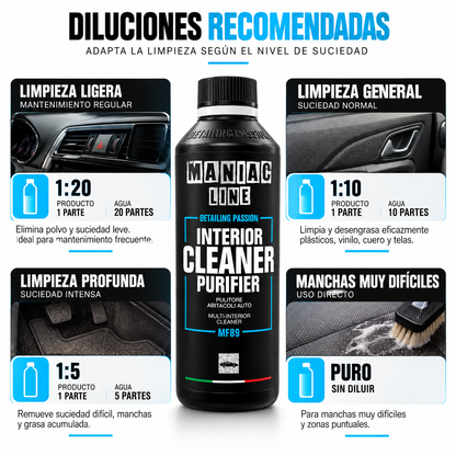 MA-FRA Maniac Line MF89 Interior Cleaner Purifier 500 ml | Limpiador de Interiores con Acción Higienizante