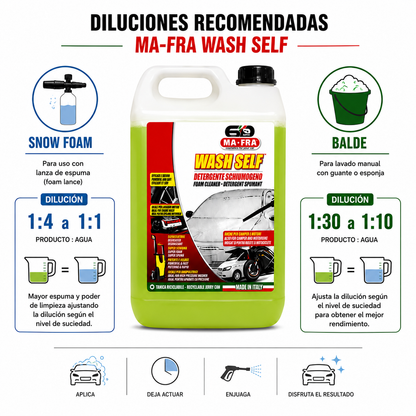 MA-FRA Wash Self 5L | Shampoo Espumante Profesional de Alta Limpieza