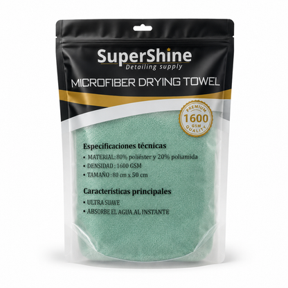 Toalla de Secado M SuperShine 1600 GSM 80x50 cm – Microfibra Ultra Absorbente para Auto