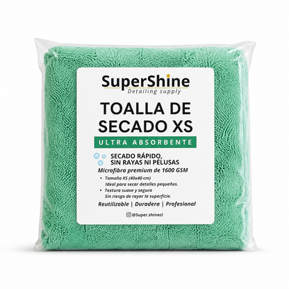Toalla de Secado XS SuperShine 1600 GSM 40x40 cm – Microfibra Premium Ultra Absorbente para Auto