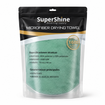 Toalla de Secado XL SuperShine 1600 GSM 90x70 cm – Microfibra Ultra Absorbente para Auto