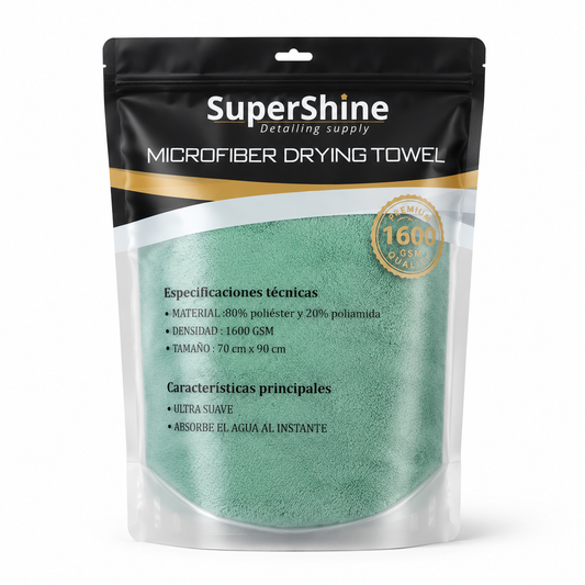 Toalla de Secado XL SuperShine 1600 GSM 90x70 cm – Microfibra Ultra Absorbente para Auto