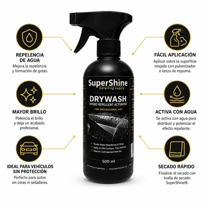 DryWash Supershine 500 ml | Quick Detailer, Lavado en Seco y Favorecedor de Secado para Autos