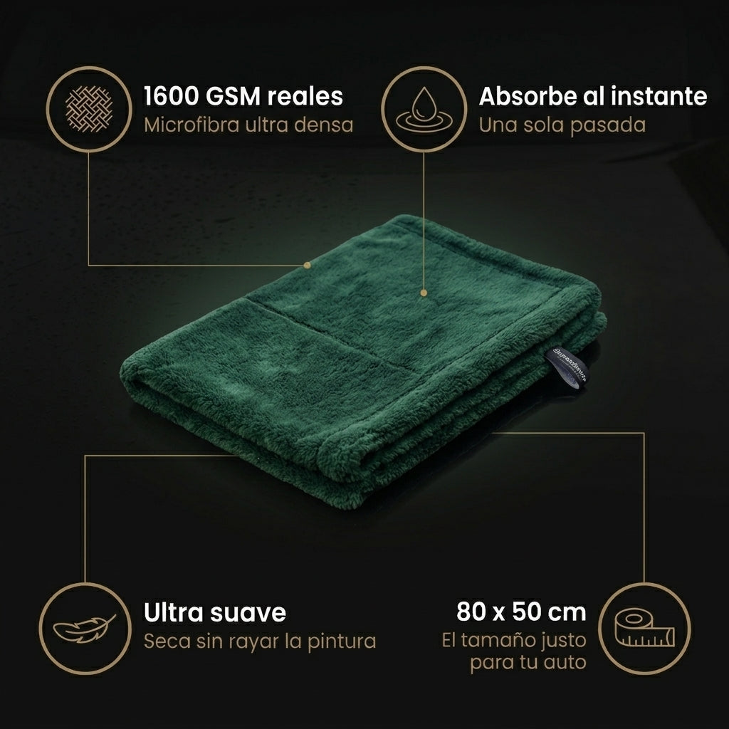 Toalla de secado SuperShine M 80x50 cm | Seca todo el auto sin estrujar