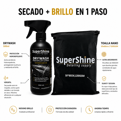 Pack Brillo y Secado en 1 Paso | Toalla Nano 1200 GSM + DryWash Supershine